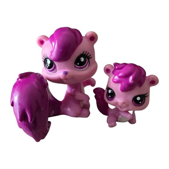 Littlest Pet Shop Pink Mommy & BABY Squirrel Set LPS #3589 #3590 - Picture 1 of 5